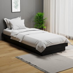 vidaXL Massivholzbett Schwarz 75x190 cm