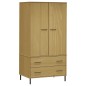 vidaXL Kleiderschrank OSLO Metallbeinen Braun 90x55x172,5cm Massivholz vidaXL Kleiderschrank OSLO Metallbeinen Braun 90x55x172,5cm Massivholz