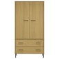 vidaXL Kleiderschrank OSLO Metallbeinen Braun 90x55x172,5cm Massivholz vidaXL Kleiderschrank OSLO Metallbeinen Braun 90x55x172,5cm Massivholz