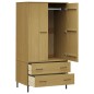 vidaXL Kleiderschrank OSLO Metallbeinen Braun 90x55x172,5cm Massivholz vidaXL Kleiderschrank OSLO Metallbeinen Braun 90x55x172,5cm Massivholz