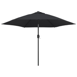 vidaXL Sonnenschirm mit LED-Leuchten und Stahlmast 300 cm Schwarz