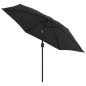 vidaXL Sonnenschirm mit LED-Leuchten und Stahlmast 300 cm Schwarz vidaXL Sonnenschirm mit LED-Leuchten und Stahlmast 300 cm Schwarz