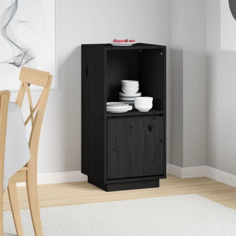 vidaXL Sideboard Schwarz 38x35x80 cm Massivholz Kiefer vidaXL Sideboard Schwarz 38x35x80 cm Massivholz Kiefer