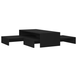 vidaXL Satztisch-Set Schwarz 100x100x26,5 cm Holzwerkstoff