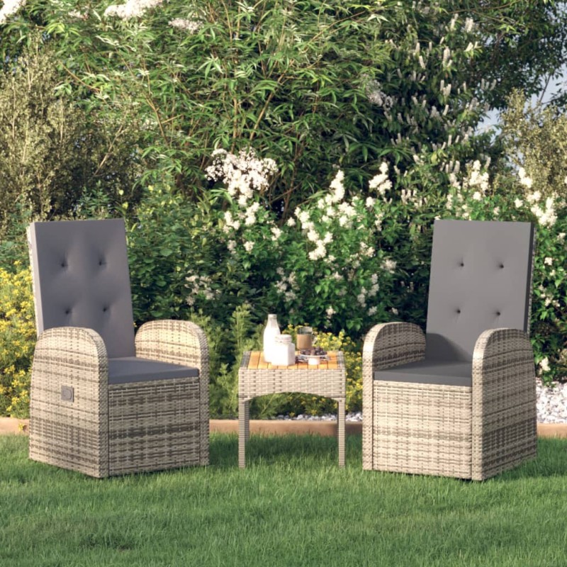 Garten-Liegestühle 2 Stk. mit Auflagen Poly Rattan Grau Garten-Liegestühle 2 Stk. mit Auflagen Poly Rattan Grau