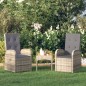 Garten-Liegestühle 2 Stk. mit Auflagen Poly Rattan Grau Garten-Liegestühle 2 Stk. mit Auflagen Poly Rattan Grau