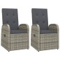 Garten-Liegestühle 2 Stk. mit Auflagen Poly Rattan Grau Garten-Liegestühle 2 Stk. mit Auflagen Poly Rattan Grau