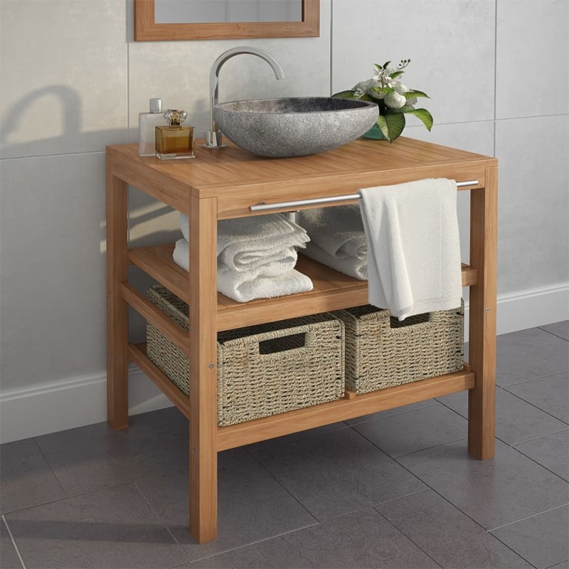 vidaXL Waschtischunterschrank mit 2 Körben Massivholz Teak 74x45x75 cm vidaXL Waschtischunterschrank mit 2 Körben Massivholz Teak 74x45x75 cm