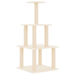 vidaXL Kratzbaum mit Sisal-Kratzsäulen Creme 111 cm