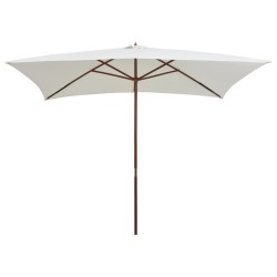 vidaXL Sonnenschirm 200×300 cm Holzstange Cremeweiß