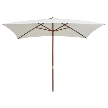 vidaXL Sonnenschirm 200×300 cm Holzstange Cremeweiß