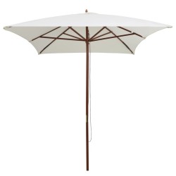 vidaXL Sonnenschirm 200×300 cm Holzstange Cremeweiß