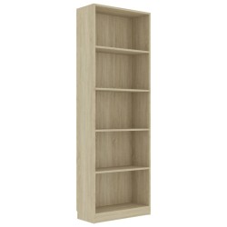vidaXL Bücherregal 5 Fächer Sonoma-Eiche 60x24x175 cm Holzwerkstoff