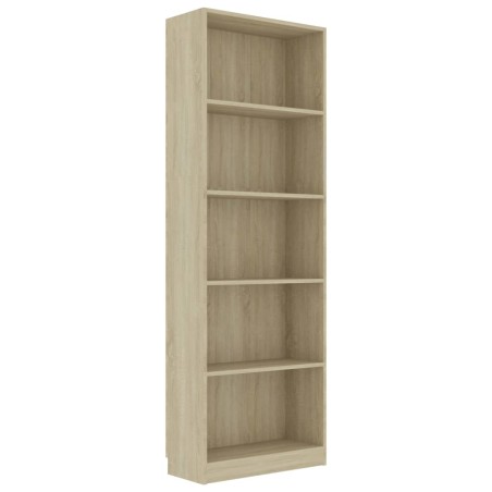 vidaXL Bücherregal 5 Fächer Sonoma-Eiche 60x24x175 cm Holzwerkstoff