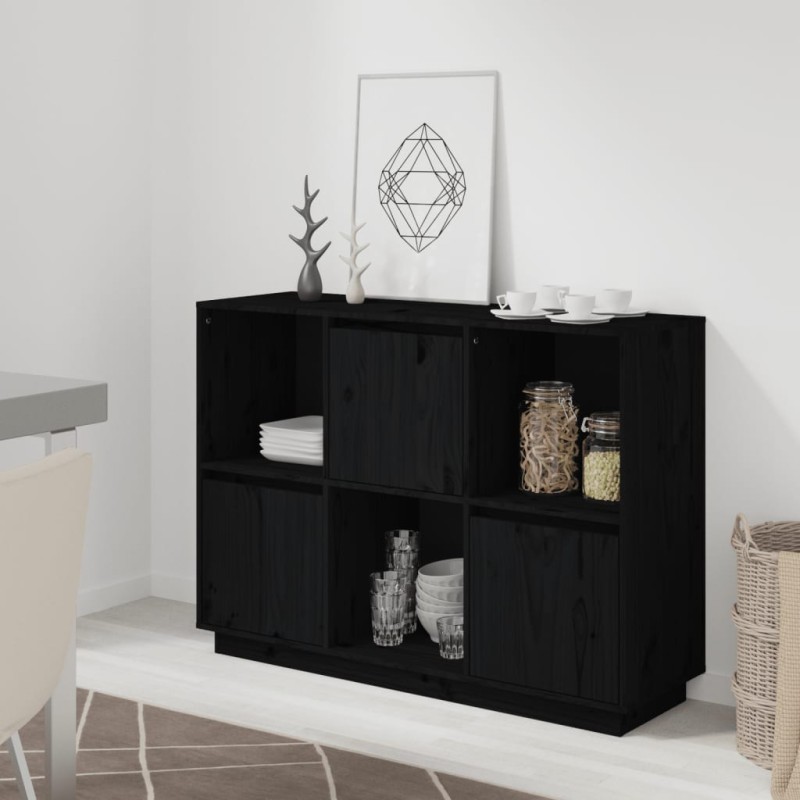 vidaXL Sideboard Schwarz 110,5x35x80 cm Massivholz Kiefer vidaXL Sideboard Schwarz 110,5x35x80 cm Massivholz Kiefer