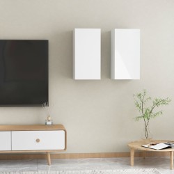 vidaXL TV-Schränke 2 Stk. Hochglanz-Weiß 30,5x30x60 cm Holzwerkstoff