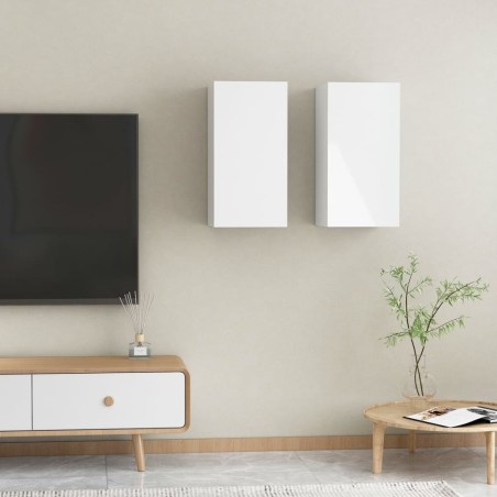 vidaXL TV-Schränke 2 Stk. Hochglanz-Weiß 30,5x30x60 cm Holzwerkstoff