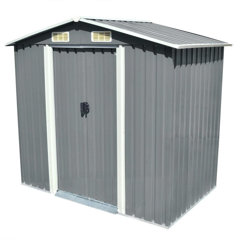 vidaXL Gartenschuppen Grau Metall 204 x 132 x 186 cm vidaXL Gartenschuppen Grau Metall 204 x 132 x 186 cm