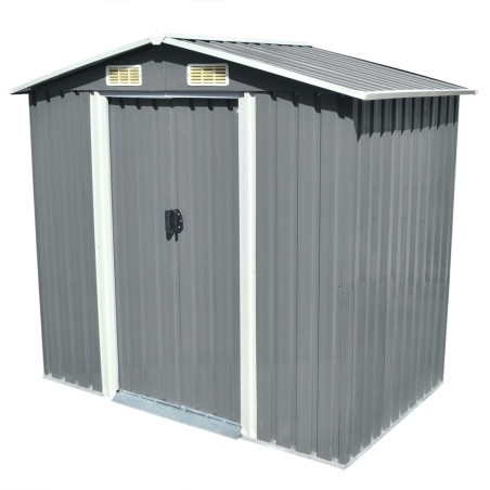 vidaXL Gartenschuppen Grau Metall 204 x 132 x 186 cm