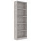 vidaXL Bücherregal 5 Fächer Betongrau 60x24x175 cm Holzwerkstoff vidaXL Bücherregal 5 Fächer Betongrau 60x24x175 cm Holzwerkstoff
