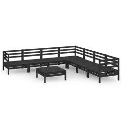 vidaXL 8-tlg. Garten-Lounge-Set Massivholz Kiefer Schwarz 