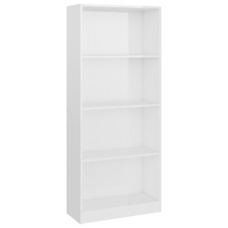 vidaXL Bücherregal 4 Fächer Hochglanz-Weiß 60x24x142 cm Holzwerkstoff