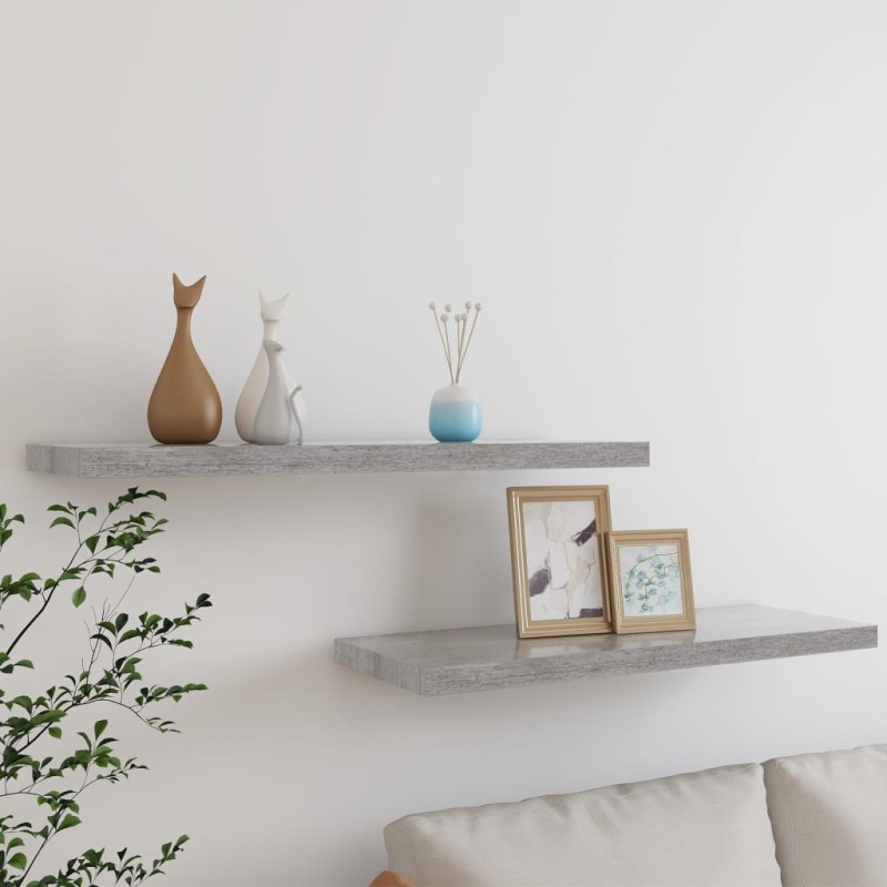 vidaXL Schweberegale 2 Stk. Betongrau 80x23,5x3,8 cm MDF vidaXL Schweberegale 2 Stk. Betongrau 80x23,5x3,8 cm MDF