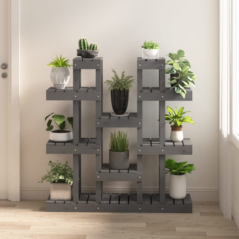 vidaXL Pflanzenständer Grau 104,5x25x109,5 cm Massivholz Kiefer vidaXL Pflanzenständer Grau 104,5x25x109,5 cm Massivholz Kiefer