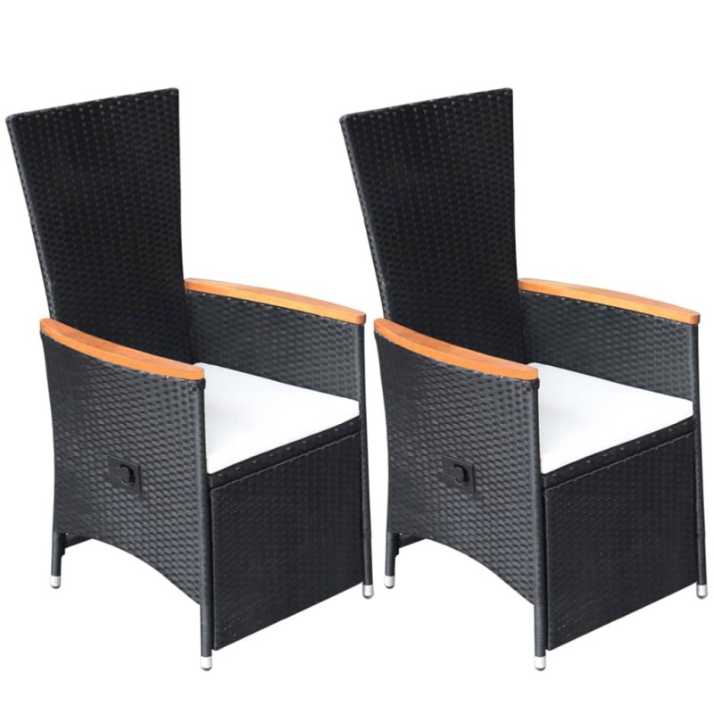 Garten-Liegestühle 2 Stk. mit Auflagen Poly Rattan Schwarz Garten-Liegestühle 2 Stk. mit Auflagen Poly Rattan Schwarz