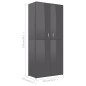 vidaXL Schuhschrank Hochglanz-Grau 80x39x178 cm Holzwerkstoff vidaXL Schuhschrank Hochglanz-Grau 80x39x178 cm Holzwerkstoff