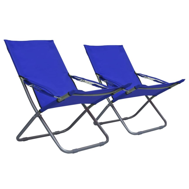 Klappbare Strandstühle 2 Stk. Stoff Blau Klappbare Strandstühle 2 Stk. Stoff Blau