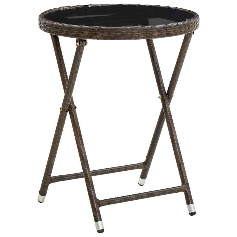 vidaXL Beistelltisch Braun 60 cm Poly Rattan und Hartglas vidaXL Beistelltisch Braun 60 cm Poly Rattan und Hartglas