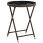 vidaXL Beistelltisch Braun 60 cm Poly Rattan und Hartglas vidaXL Beistelltisch Braun 60 cm Poly Rattan und Hartglas