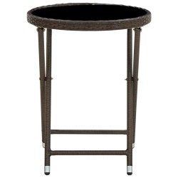 vidaXL Beistelltisch Braun 60 cm Poly Rattan und Hartglas