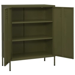 vidaXL Lagerschrank Olivgrün 80x35x101,5 cm Stahl    