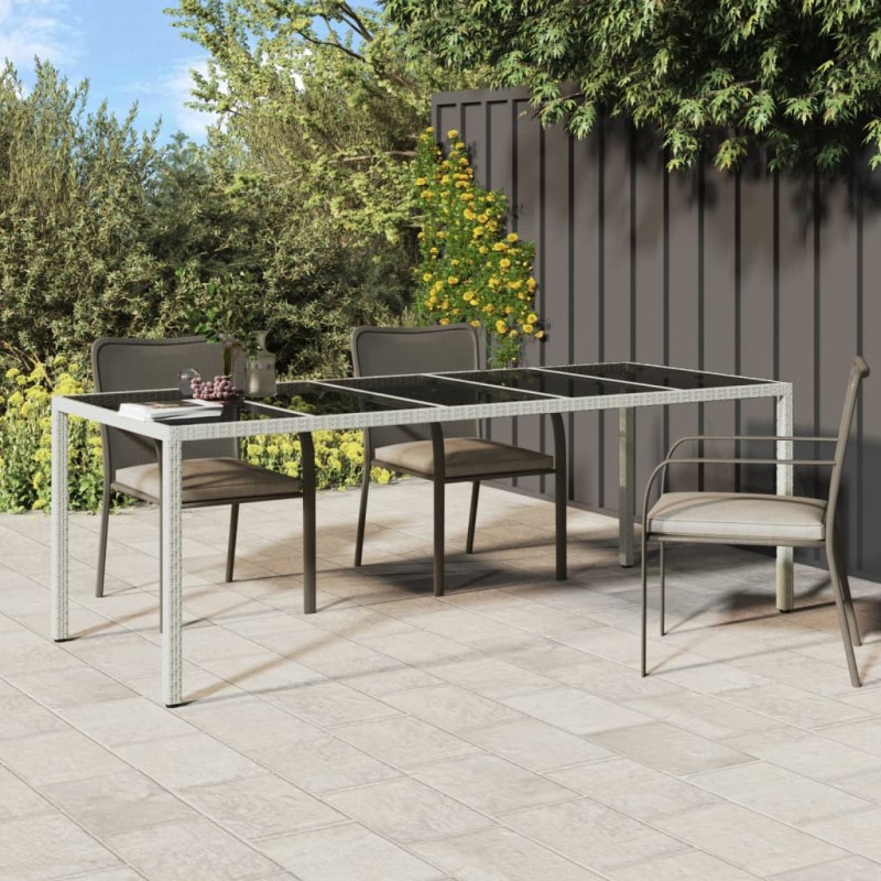 vidaXL Gartentisch Weiß 250x100x75 cm Poly Rattan und Hartglas vidaXL Gartentisch Weiß 250x100x75 cm Poly Rattan und Hartglas