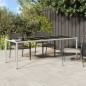 vidaXL Gartentisch Weiß 250x100x75 cm Poly Rattan und Hartglas vidaXL Gartentisch Weiß 250x100x75 cm Poly Rattan und Hartglas