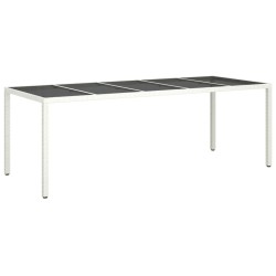 vidaXL Gartentisch Weiß 250x100x75 cm Poly Rattan und Hartglas