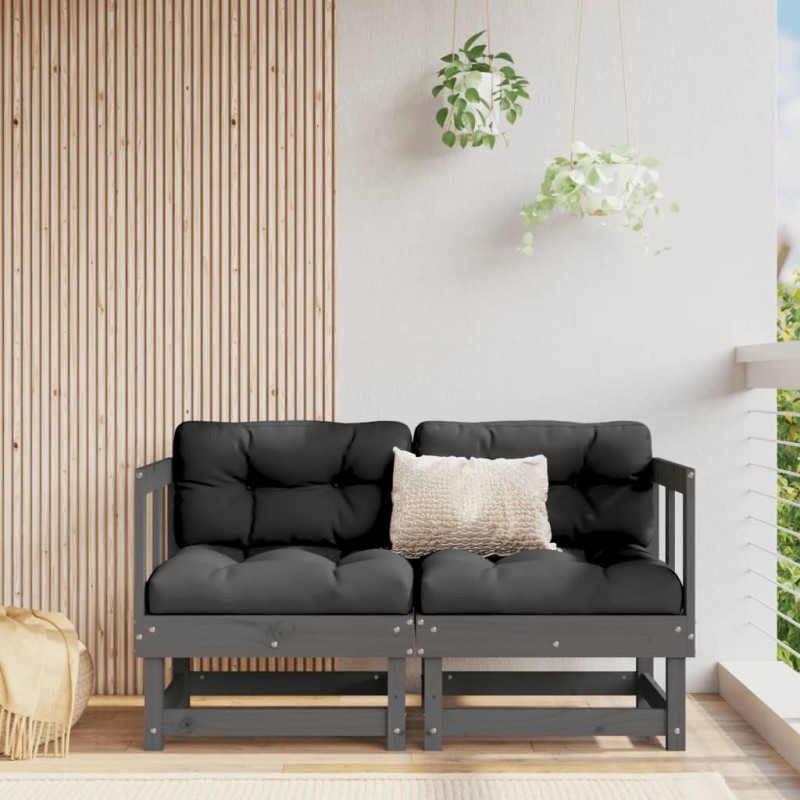 vidaXL Ecksofas mit Kissen 2 Stk. Grau Massivholz Kiefer vidaXL Ecksofas mit Kissen 2 Stk. Grau Massivholz Kiefer