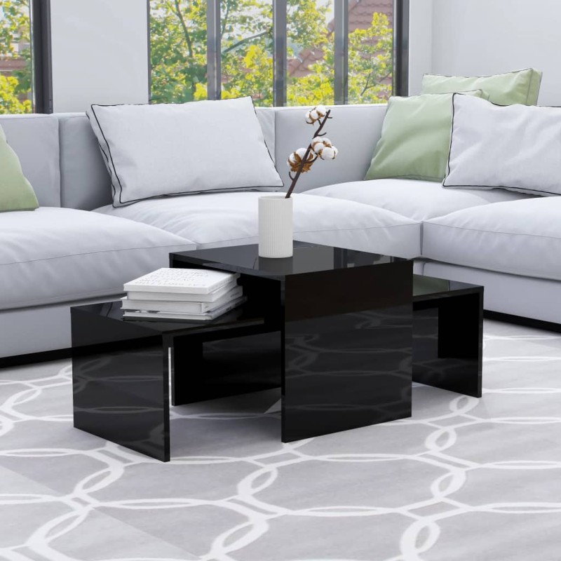 vidaXL Couchtisch-Set Hochglanz-Schwarz 100x48x40 cm Holzwerkstoff vidaXL Couchtisch-Set Hochglanz-Schwarz 100x48x40 cm Holzwerkstoff