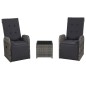 3-tlg. Bistro-Set mit Auflagen Poly Rattan Grau 3-tlg. Bistro-Set mit Auflagen Poly Rattan Grau