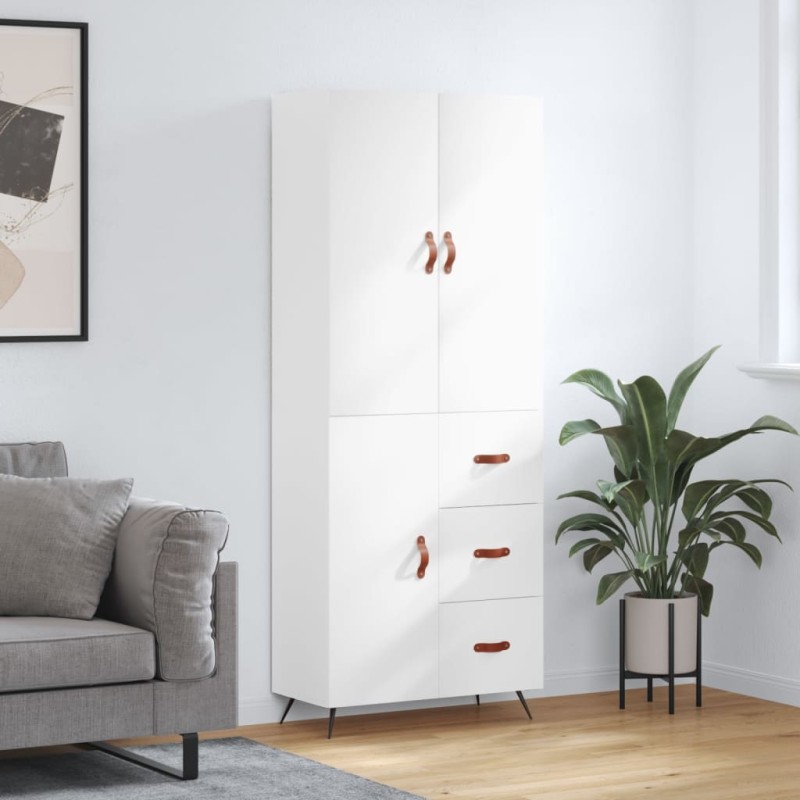 Highboard Hochglanz-Weiß 69,5x34x180 cm Holzwerkstoff Highboard Hochglanz-Weiß 69,5x34x180 cm Holzwerkstoff