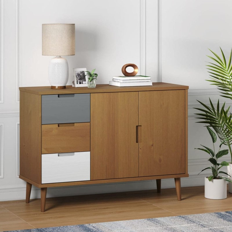 vidaXL Sideboard MOLDE Braun 113x40x80 cm Massivholz Kiefer vidaXL Sideboard MOLDE Braun 113x40x80 cm Massivholz Kiefer