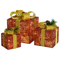 vidaXL Geschenkboxen Deko-Set 3 Stk. Rot Outdoor Indoor