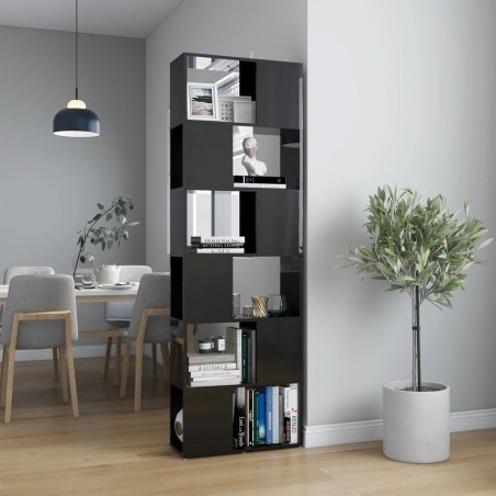 vidaXL Bücherregal Raumteiler Hochglanz-Schwarz 60x24x186 cm