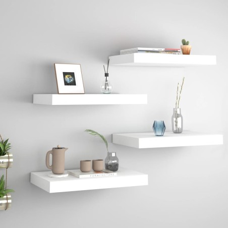 vidaXL Schweberegale 4 Stk. Weiß 40x23x3,8 cm MDF