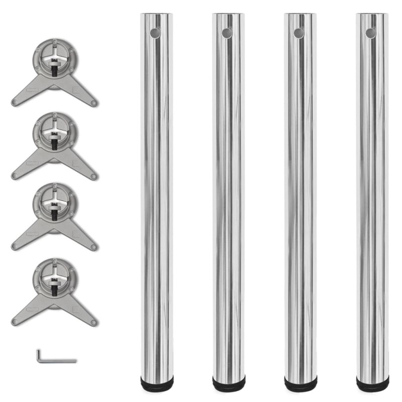 4x höhenverstellbares Tischbein Tischbeine Chrom 710 mm 4x höhenverstellbares Tischbein Tischbeine Chrom 710 mm