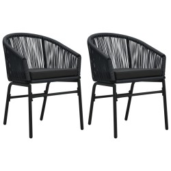 vidaXL Gartenstühle 2 Stk. Schwarz PE-Rattan