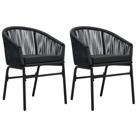 vidaXL Gartenstühle 2 Stk. Schwarz PE-Rattan