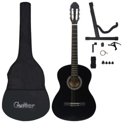 vidaXL 12-tlg. Klassikgitarren-Set für Anfänger Schwarz 4/4 39"      